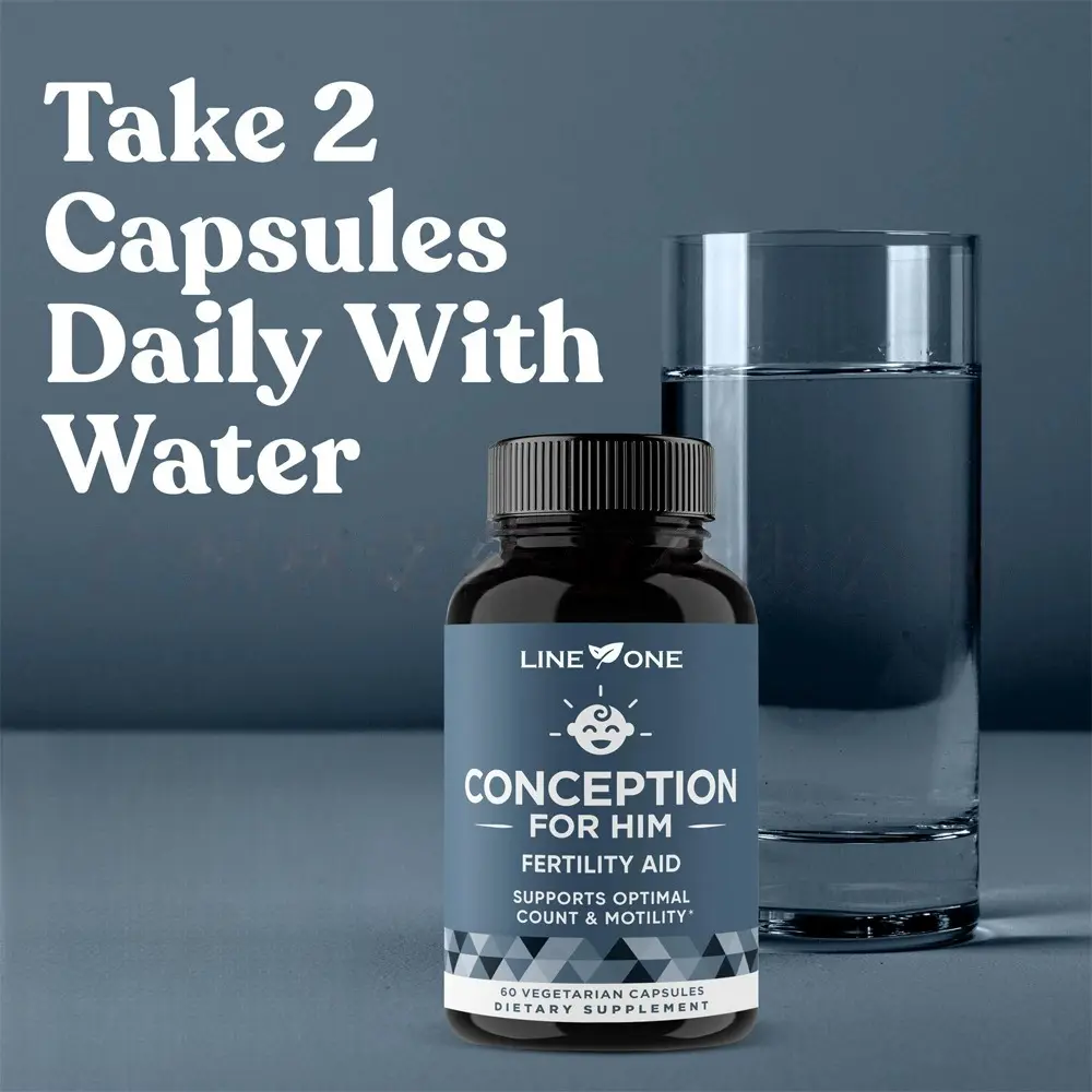 LINE ONE Conception For Him – Fertility   Supplements for Men, Male Fertility Booster & Prenatal – Optimal Sperm Count, Motility Strength – Ashwagandha, Folate Folic Acid,Magnesium & Zinc – 60 Veg Soft Capsules