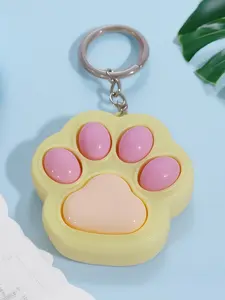 【Stress Relief Toys】Cute Cat Paw Keychain, Pressable Animal Design Backpack Chain, Multiple Colors Available, Stress Relief Button, All Seasons, No Choking Hazard
