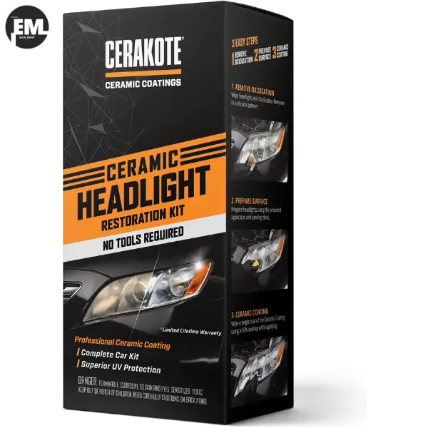 CERAKOTE Ceramic Headlight Restoration Kit – Guaranteed To Last As Long As You Own Your Vehicle – Brings Headlights back to Like New Condition - 3 Easy Steps - No Power Tools RequiredInterior Care
