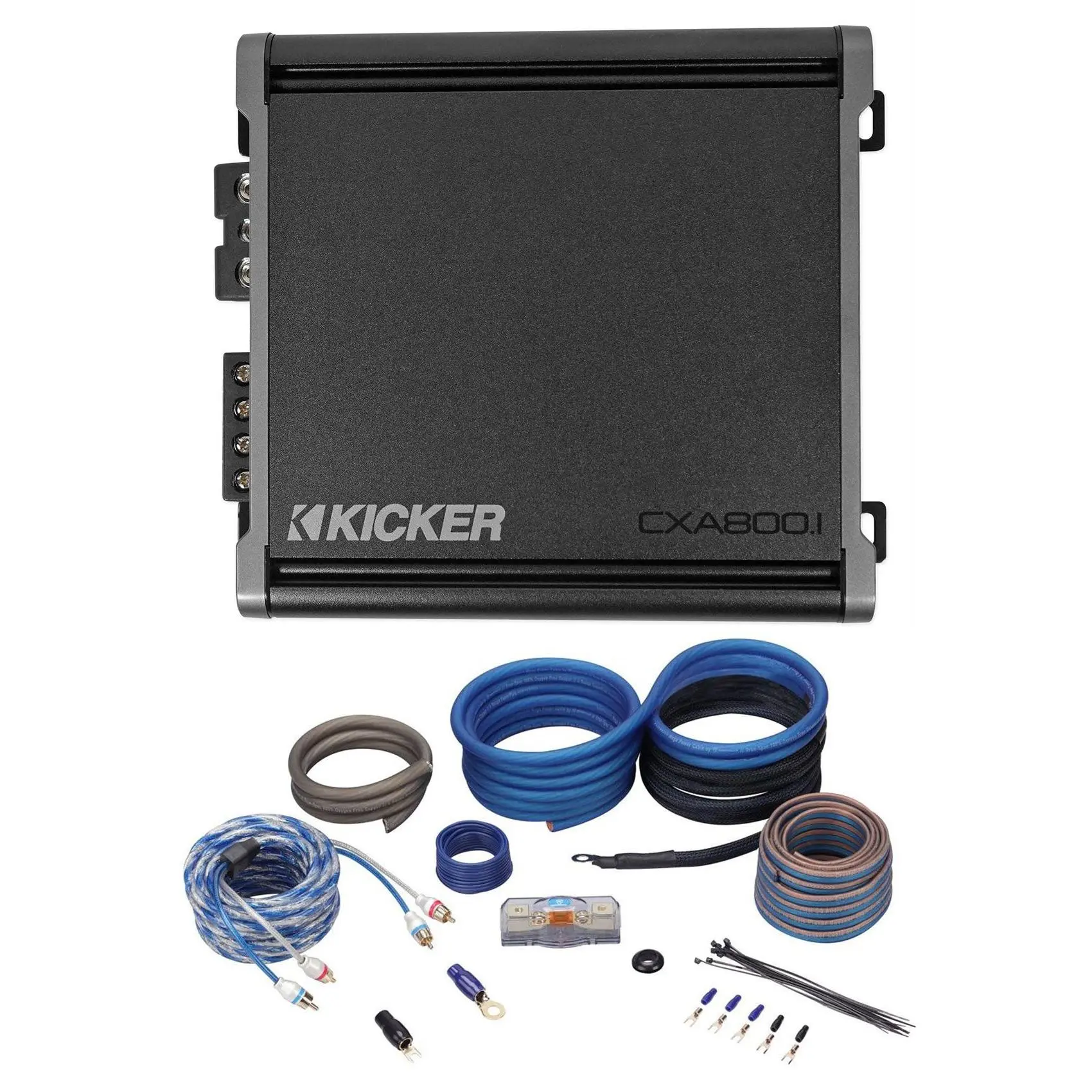 KICKER 46CXA8001 CXA800.1 800 Watt Mono Class D Car Audio Amplifier+Amp Kit