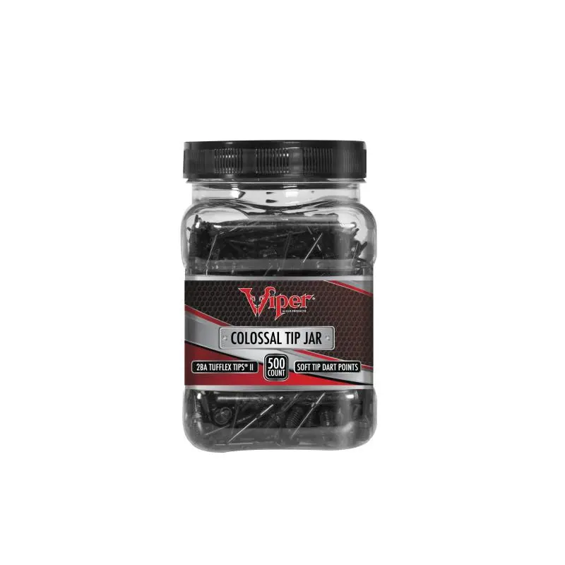 Viper Colossal Tip Jar Bottles Tin - Soft Tip Dart Tips - 2BA Tufflex - 500 Count Darts Tips Darts Gear