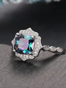 Fashion Colorful Exquisite Shiny Ring Engagement Statement Gift Ring Wedding Banquet Wedding Jewelry Party Ring A Wedding Jewelry Suitable for Churches