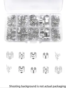 50pcs Elegant Versatile Alloy Hair Jewelry for Braids & Dreadlocks, Adjustable Fit Hair Rings & Cuffs, Intricate Geometric Designs, Solid Color, Vintage-Inspired Accessories