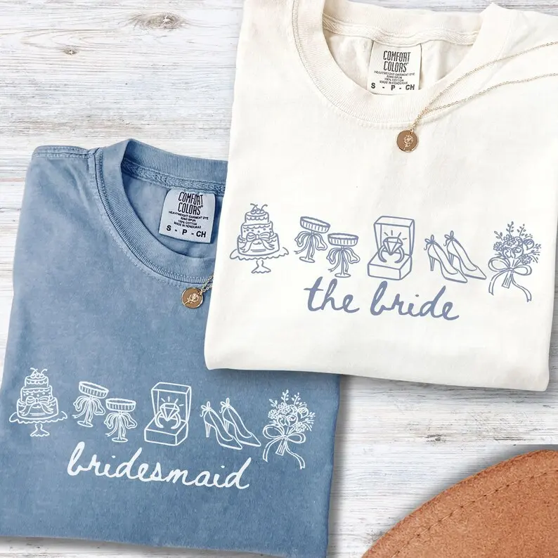 Comfort Colors Bridal Party T-Shirt, Personalized Wedding Party Tee, Custom Bridesmaid Proposal Gift, Mother of Bride, Gift for Maid of Honor, Bachelorette