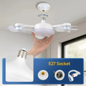 Wireless Ceiling Fan Lamp with Remote, E27 Adjustable Brightness Collapsible 4 Head, 3 Speed Soft Airflow Cooling for Living Room Bedroom Kitchen Father’s Day Present,Mother’s Day Gift