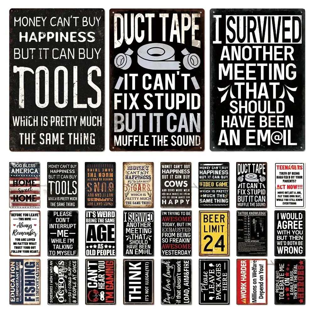 8x12in Funny Sarcastic Retro Metal Poster Tin Sign - Collectible, Quirky, Metal-Toned Retro Home Signs, Artistic Plaque Wall Decor for Bar, Room, Collectible Home Signs