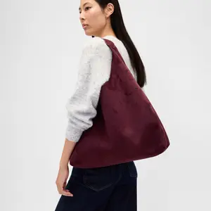 Vegan Suede Slouchy Tote Bag - Soft 100% Polyester Top Handle Everyday Use Stylish Durable 15H x 4W x 17L