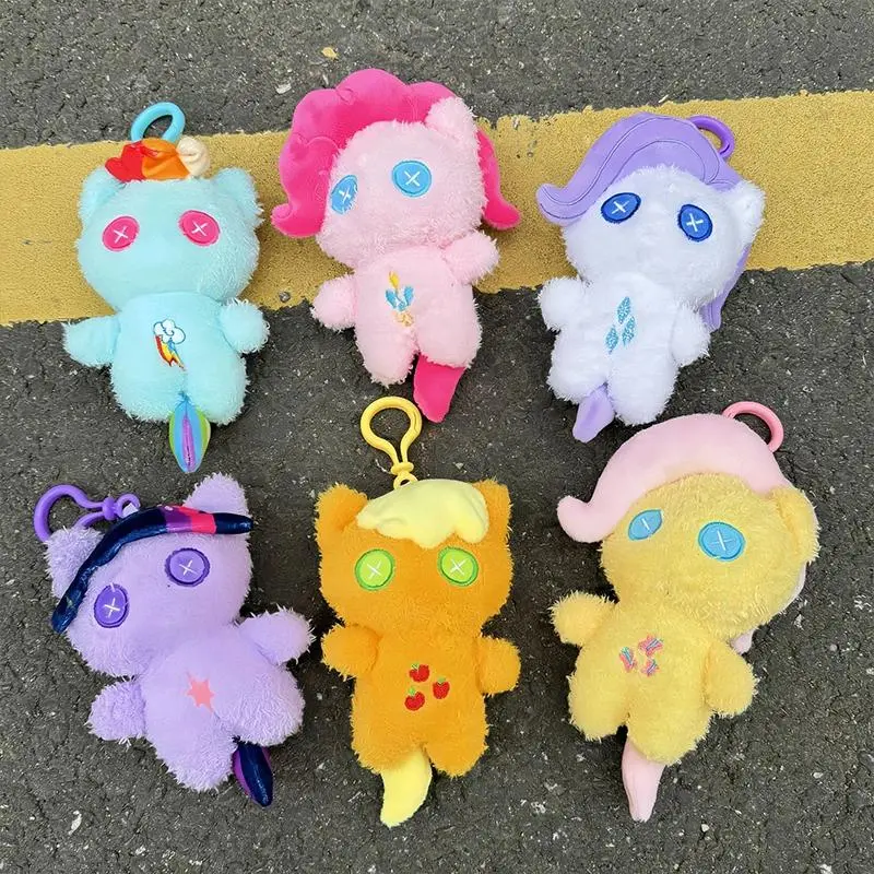Kawaii My Little Pony Keychain Plushie Accessories Backpack Pendant Plush Toy Keyring Doll Girl Gift Twilight Sparkle Fluttershy