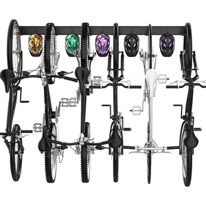 Bike Storage Rack, 6 Bike Racks & 5 Hooks for, Wall Mount Vertical Bicycles Hanger for Home Space Saving, to 600lbs, 64-inch
