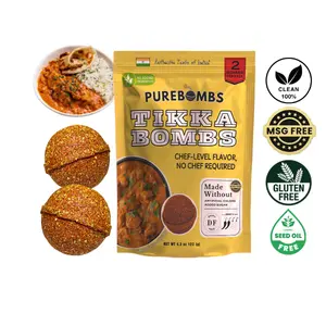 PUREBOMBS Tikka Bombs - Chef-Level Flavor No Chef Required Seasoning Mix MSG Free Gluten Free Made Without Artificial Colors Added Sugar for Quick Authentic Tikka Masala, Gmo Free