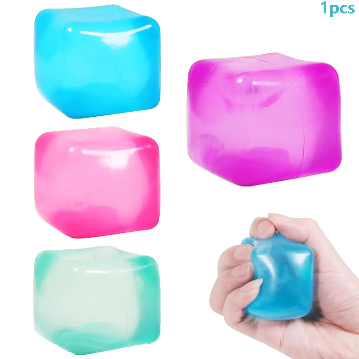 Ice Cube Stress Ball, Adult Relaxing Sensory Toy for Party Favors, Slow-Rising Stress Relief Squishy Fidgets Toy, Helps with Anxiety & ADHD Symptoms and Fine Motor Skills, Stress-Relieving Accessory, Stress Reliever