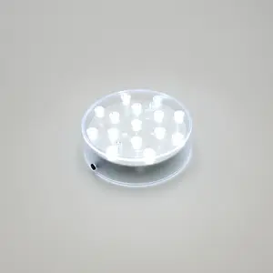 LumaBase Battery Operated Cool White LED Base Light Round 4x4x1.25 Inch Reusable Up Lighting for Decorative Items Indoor Use 50 Hours Light Output