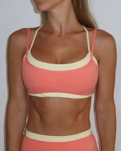 Double Layer Sporty Scoop Bra - Guava & Daylight