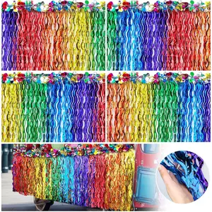 10 Pack Rainbow Parade Float Decor 9 x 2.5 ft Gay Pride Lgbt Parade Float Decoration Colored Wavy Foil Fringe Tinsel for Gay Pride Month Lgbt Rainbow Party