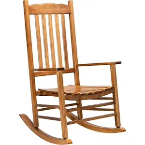 VINGLI Classic Wooden Rocking Chair with Handcrafted Comfort, Eco-Friendly and Durable Rocking Chair, Elegant and Stable Rocker for Indoor and Outdoor Use, Natural