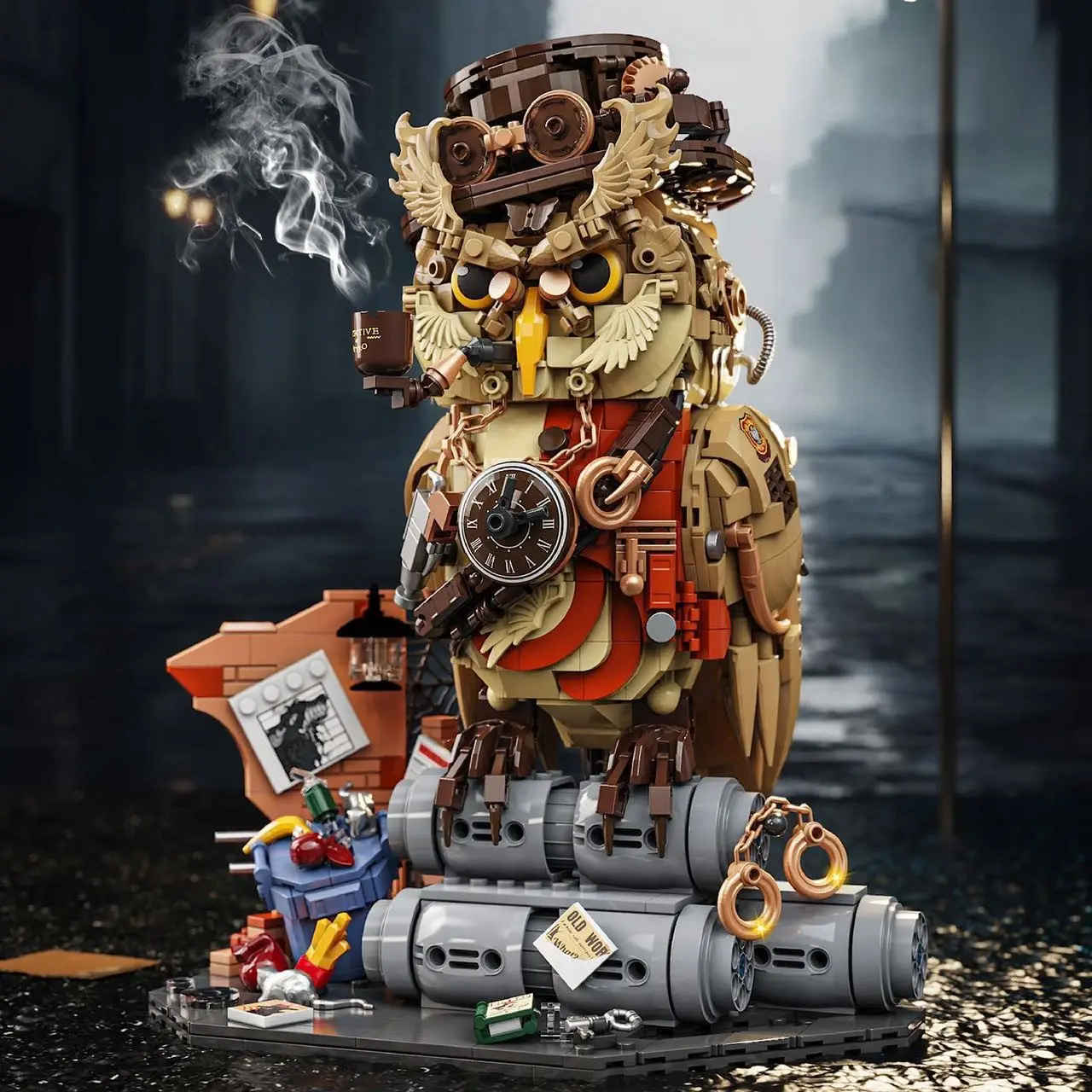 1286+ Piece Detective Owl Creative Building Block Brick Set, Building Block Assembly, Stem Building Blocks, Stem Construction Set, Movie Anime Theme, Cool Magic Eagle Animal Model Display, Home Decor Gift for Men Women, Building Block Sets