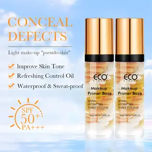 ECO FINEST 3-in-1 Color-Correcting Primer SPF 50 Brightening Oil-Control Moisturizer Long-Lasting Makeup Base for Flawless Skin Tone - Foundation, Cosmetic