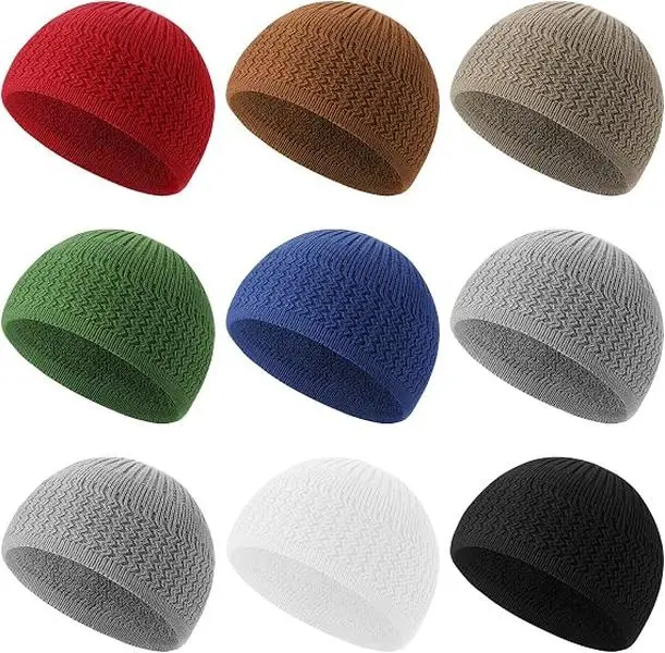9 Pcs Kufi Hats for Men Muslim Knit Kufi Cap Islamic Breathable Cotton Stretchy Skull Cap Helmet Beanie Hat for Men Women in Cool Designs - Home Improvement.