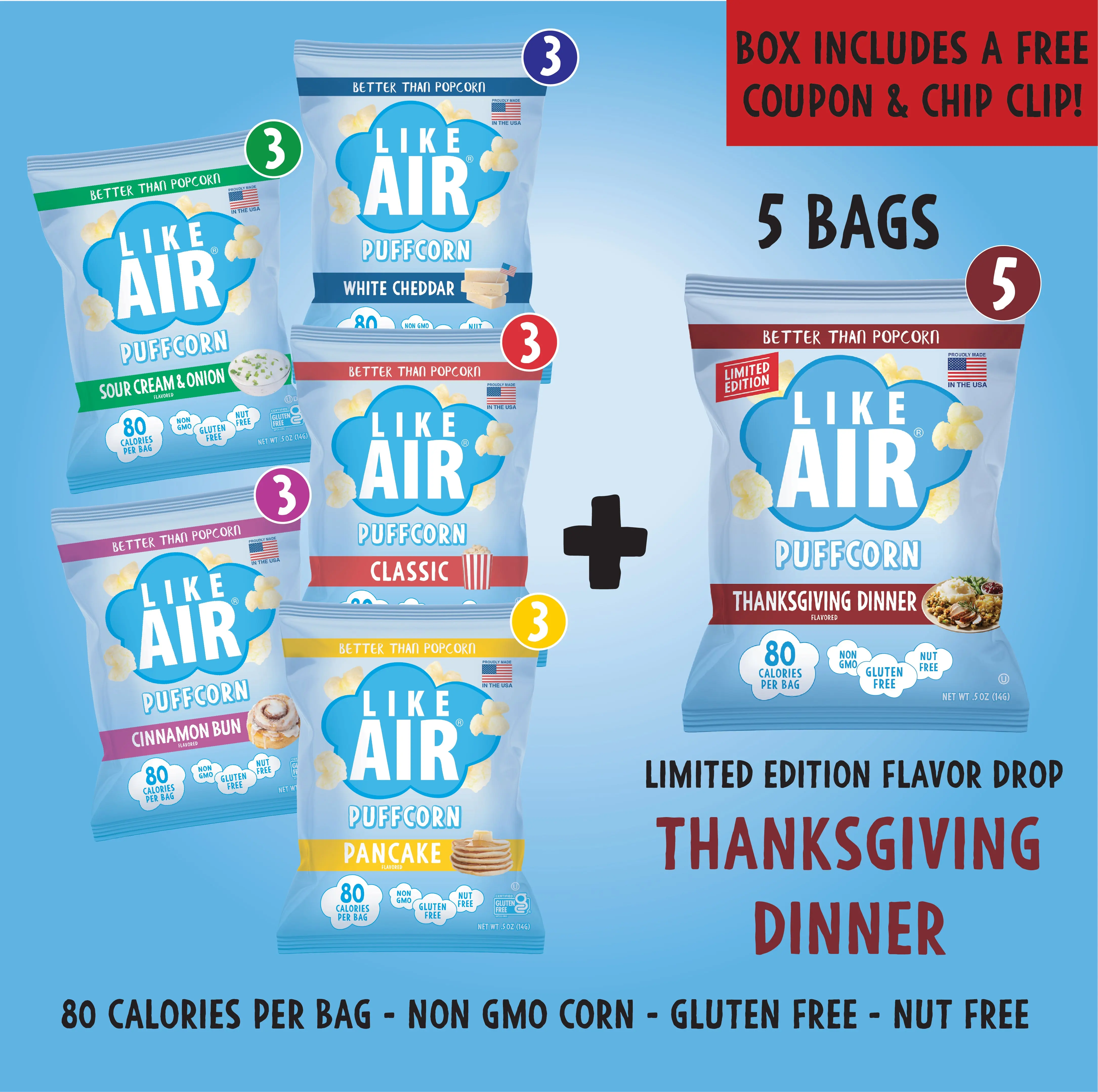 20ct Flavor Drop Variety Pack - Like Air Puffcorn 20ct Flavor Drop Variety Pack - Like Air Puffcorn