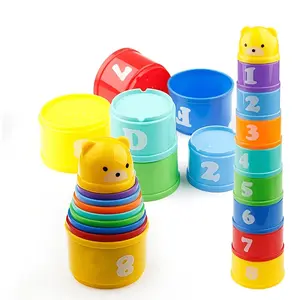 Educational Learning Toy Stackable Cups, Number Letter Pattern Stacking Cups Cartoon Bear Baby, Random Color Toys, Multi Activity Playset