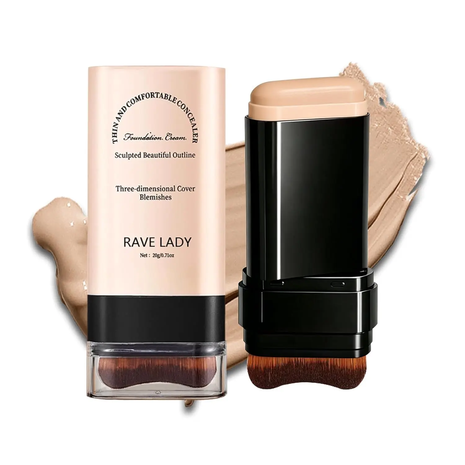 2-in-1 Concealer Foundation Stick with Brush,Foundation Makeup and Concealer Stick for blemishes, contour and face makeup, blendable Long Lasting Waterproof finish Matte Moisturizing Coverage Daily Lightweight outfit