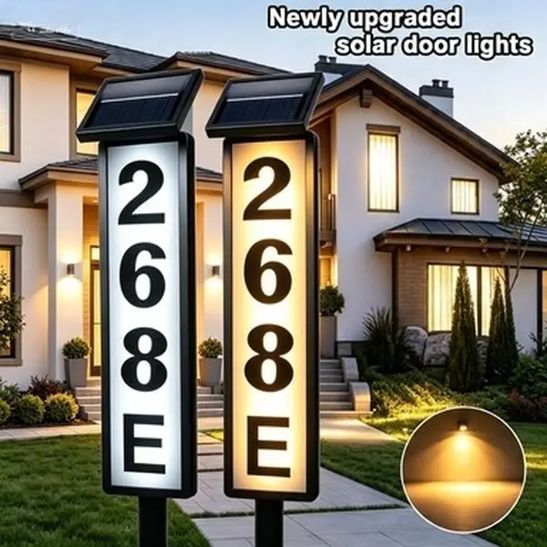 Mode Intelligent Solar Outdoor LED Address Light - Night Sensor-Controlled Doorplate with Automatic Nighttime Activation for Family Address Identification, Led Lights home essential