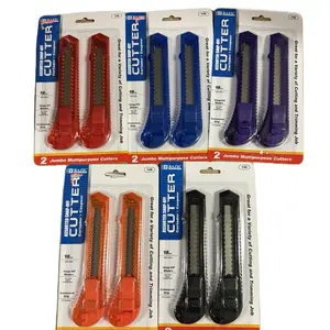Bazic Assorted Snap Off Cutter 18mm Wide Blade 2 Pack Jumbo Multipurpose Cutters in Red Blue Black Orange Colors