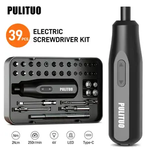 【FathersDayGift】Pulituo Electric Screwdriver 39-Piece Set, 3.7V Rechargeable via USB‑C, LED Light, Powerful Magnetism, Precision Handheld/Power Tool Combo