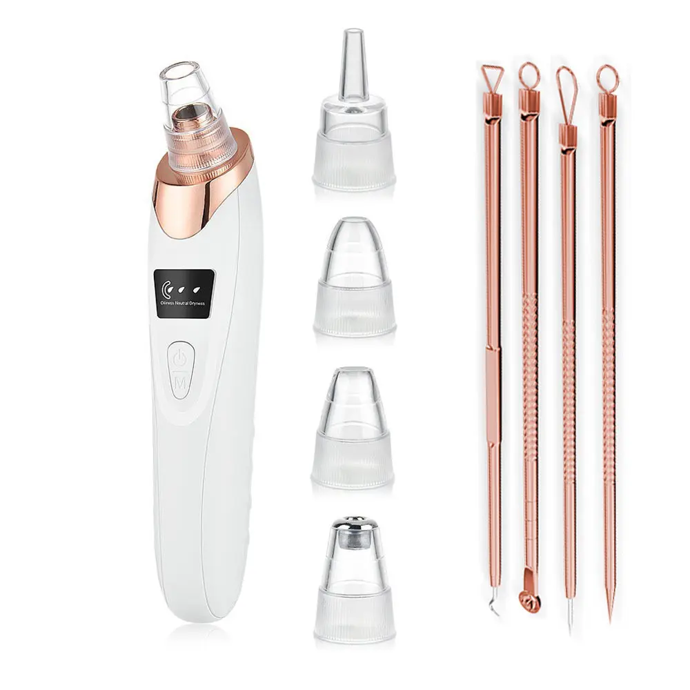 Blackhead Remover Pore Vacuum,Facial Pore Cleaner Blackhead Vacuum, 5 Suction Power, 4 Probes, USB Rechargeable Pore Vacuum Tool for Adult
