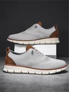 Men's Casual Sports Shoes Breathable Mesh Knit Lace-up Lightweight Sneakers New Fashion Athletic Footwear