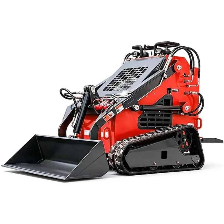 INF380T Mini Skid Steer Loader with powerful 24HP RATO engine, tracked design, and bucket. Excellent for excavation, bulldozing, drilling and heavy farm/construction work.