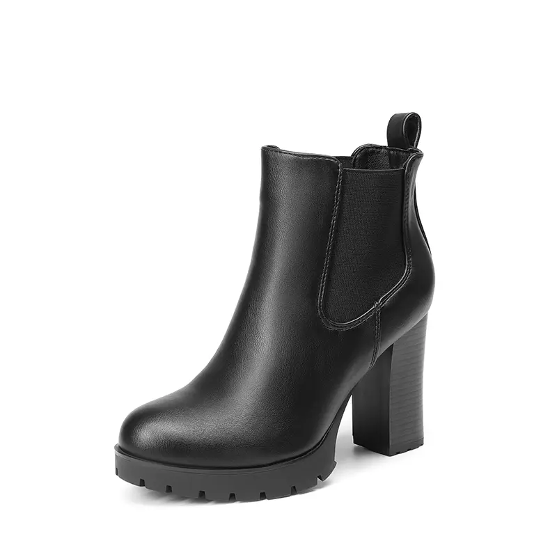 Dream Pairs Women's Chelsea Ankle Boots, Slip On Statement Platform Booties with a Chunky Block Heel and Synthetic Lug Sole, Statement Shoes, Classic, Footwear, Stylish, Office-To-Dinner Style In One Pair