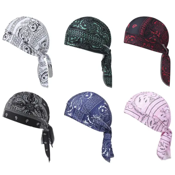 6PCS Do Rags Skull Caps for Men Bandana Hat Helmet Liner Beanie | Sweat Skullcap Head Bandanas For Men Women Cooling Motorcycle Running Head Wrap Breathable Elastic Cycling Sports Cap