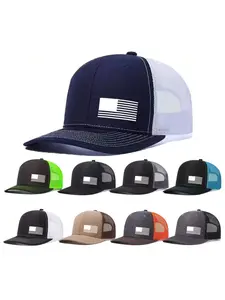 1pc Unisex Trucker Hat American Flag Printing Mesh Baseball Cap Richardson Slightly Curved Brim Baseball Cap Adjustable Dad Hats Outdoor Mesh Breathable Sun Hat Gift for Men Women
