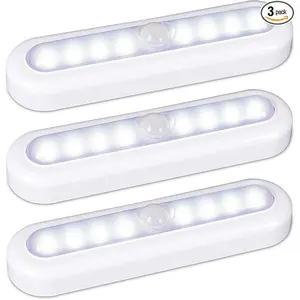 STAR-SPANGLED 3 Pack 7” Motion Sensor Lights Indoor Battery Operated, Stick on LED Light for Closet, Stairs, Under Cabinet, Cool White