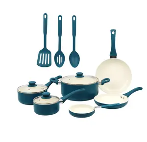 Ceramic Aluminum 12 Pieces Cookware Set Corsair Nonstick Handles