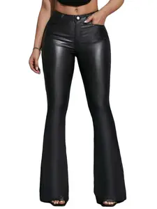 Women's Coated Flare Pants, Elastic Woven Fabric, Spring 2026 New Arrival, Slim Fit Casual Fashion, Suitable for All Seasons, Fitted