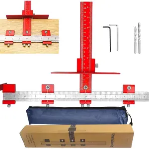 Cabinet Handle Jig, Hole Drilling Template for Pulls/Knobs/Handles Installation  Cabinet Door & Drawer,  Metal Tool for Drawers Front Hardware Mounting, with ?5mm& ?4mm Drill Guide
