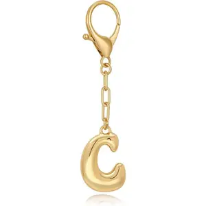 Gold Bubble Initial Keychain for Women Handbag Charms Fashion Alphabet Keychain Accessories Gift Keychains