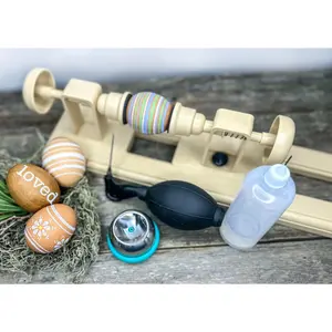 Egg Decorating Kit with One-Hole Egg Blower Pump and Decorating Lathe