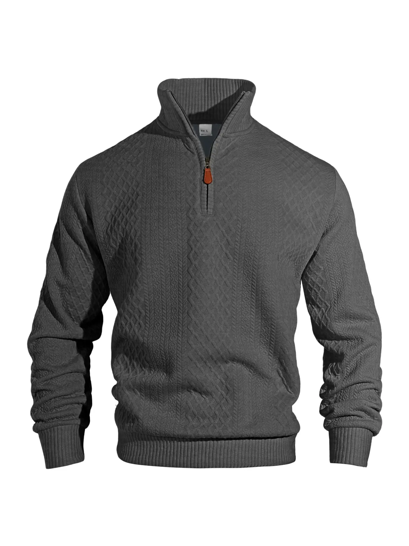 A men's textured half-zip long sleeve sweater, regular fit casual long sleeve half-zip long sleeves, suitable for wearing in autumn and winter,'s upper garment.