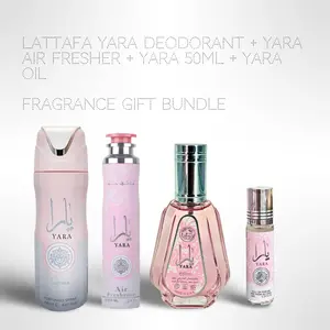 Most Loved Yara Bundle-Lattafa Yara Deodorant + Yara AIR FRESHER + Yara 50ML + Yara Oil 10ml - Fragrance Collection Starter Pack - Fragrance Gift Bundle
