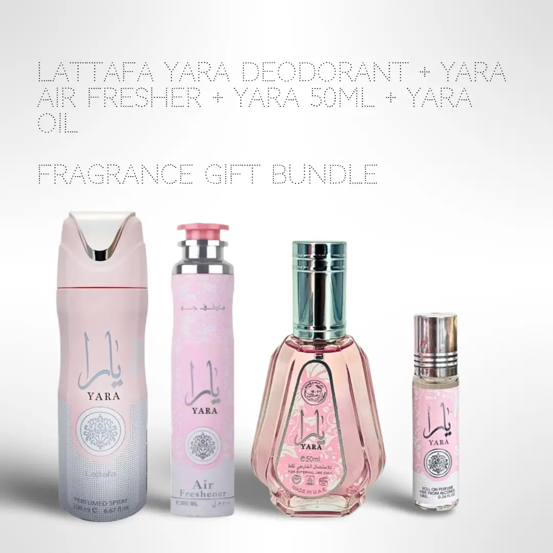 Most Loved Yara Bundle-Lattafa Yara Deodorant + Yara AIR FRESHER + Yara 50ML + Yara Oil 10ml - Fragrance Collection Starter Pack - Fragrance Gift Bund