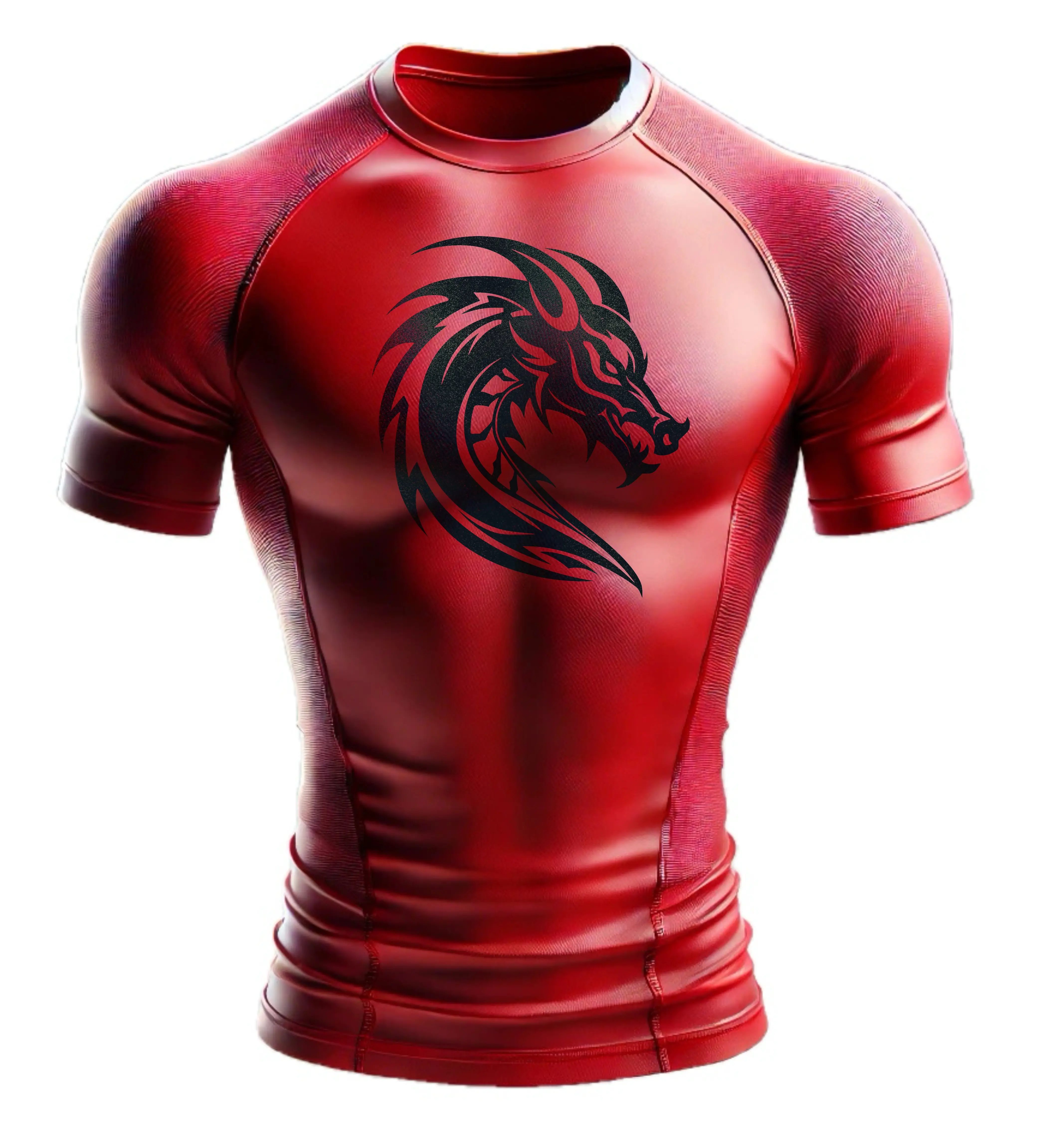 Men's Luxury Premium Dragon Emblem Gym T-Shirt - Limited Edition (US, Alpha, Large, Regular, Regular, Red)