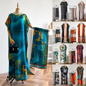 Dress for Women's Floral Print Long Dress  Scarf SetBoho Casual Shawl Dress Scarf Set for Beach Vacation Holiday Ladies Clothes for All Seasons