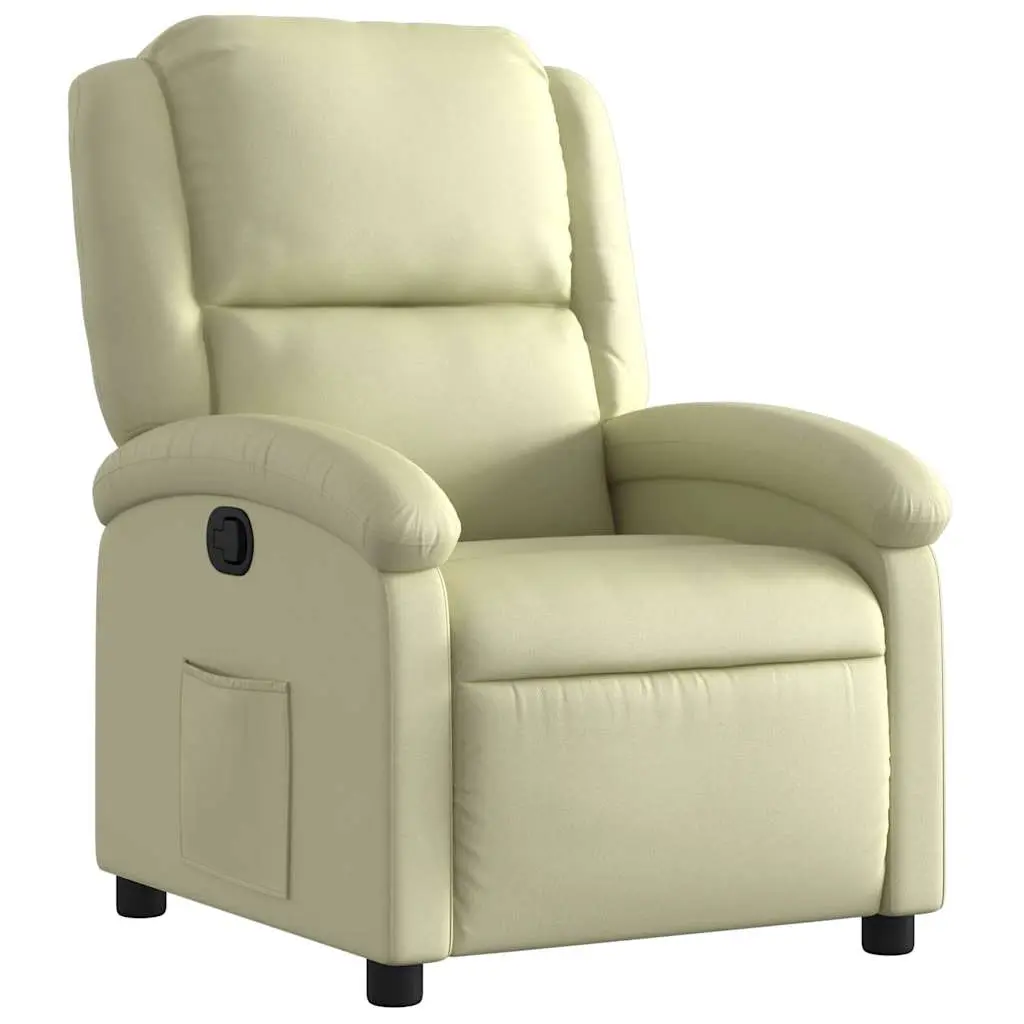 vidaXL Recliner Chair, Adjustable Reclining Chair for Elderly, Wingback Recliner Armchair for Home Theater Cinema, Modern Style, Cream Real Leather 371791