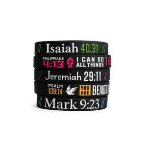 Faith Wristbands 5-Pack | Christian Waterproof Silicone Bible Verse Bracelets with Isaiah 40:31, Philippians 4:13, Jeremiah 29:11, Psalm 139:14, Mark 9:23 - Worship Wristband Unisex, Christian Accessories for Daily Use