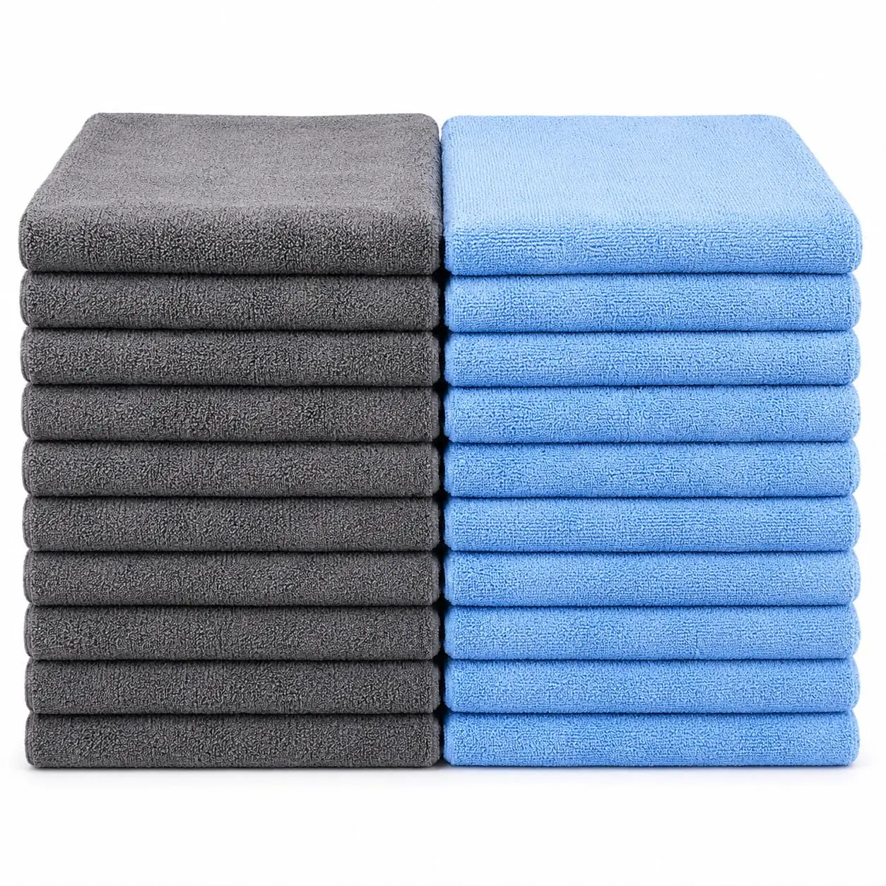 Rugged Peaks Co. Microfiber Cleaning Cloth & Microfiber Towels for Cars (24-Pack, Gray/Blue) 12x12 Premium 70/30 Blend Precision Towels – Ultra Soft, Lint-Free Detail Cloths for Auto & Home