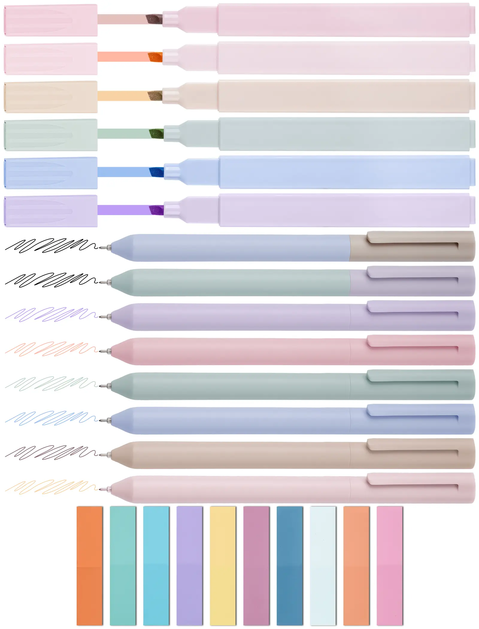 NiArt 14-Piece Assorted Morandi-Colored Water-Based Bible Highlighter Marker Set - Flat Shape, Sticky Notes, Smooth Writing Pen, Cap Clip, Stationery Office Supplies, Study Tools for Bible Journal Study, Bible Study