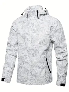 Men's Casual Lightweight Waterproof Windbreaker Jacket, Full Zip Up Hooded Shell Outdoor Hiking Coat For Autumn And Winter, Athletic Jackets
